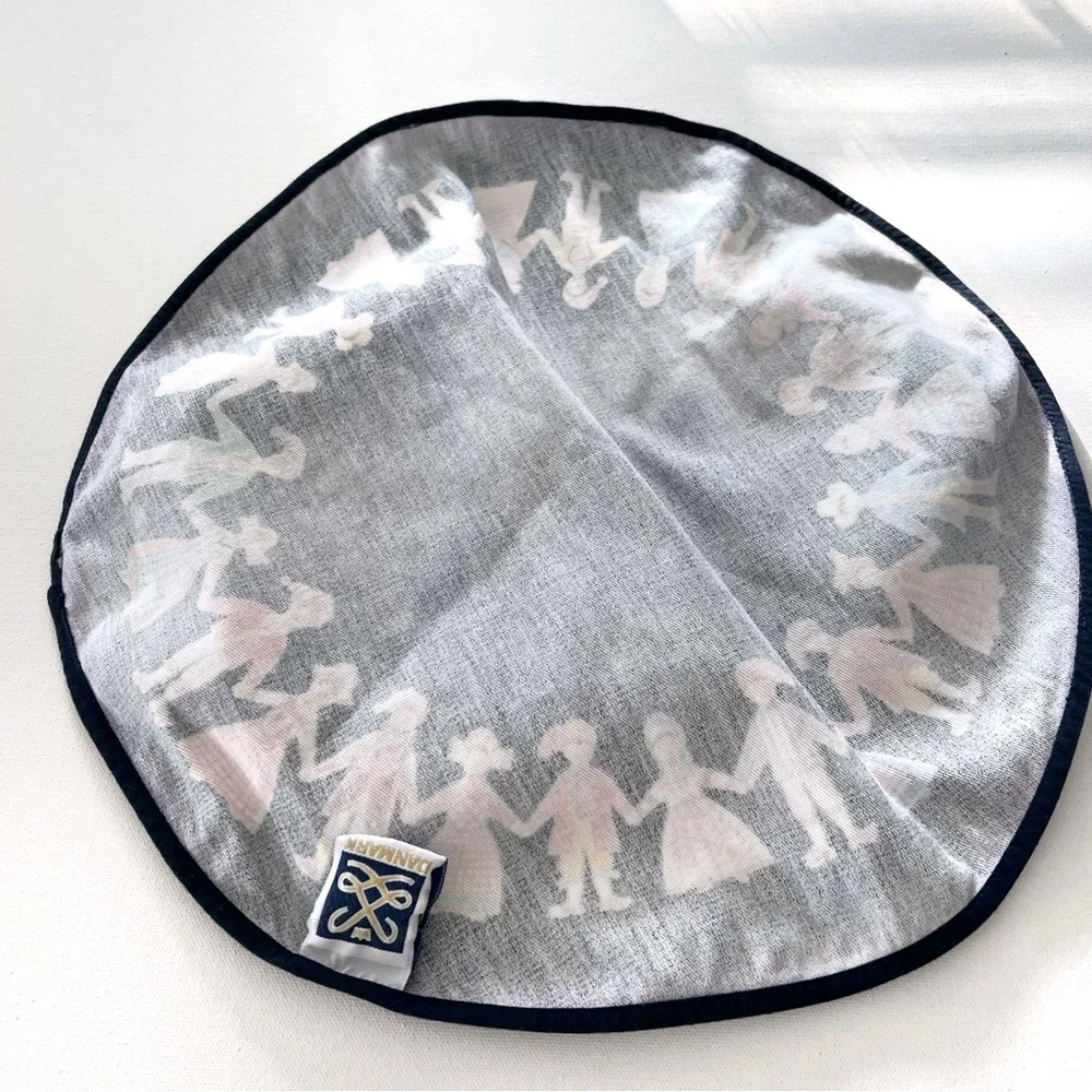 Vintage Scandinavian Folk Art Round Placemat Table Linen